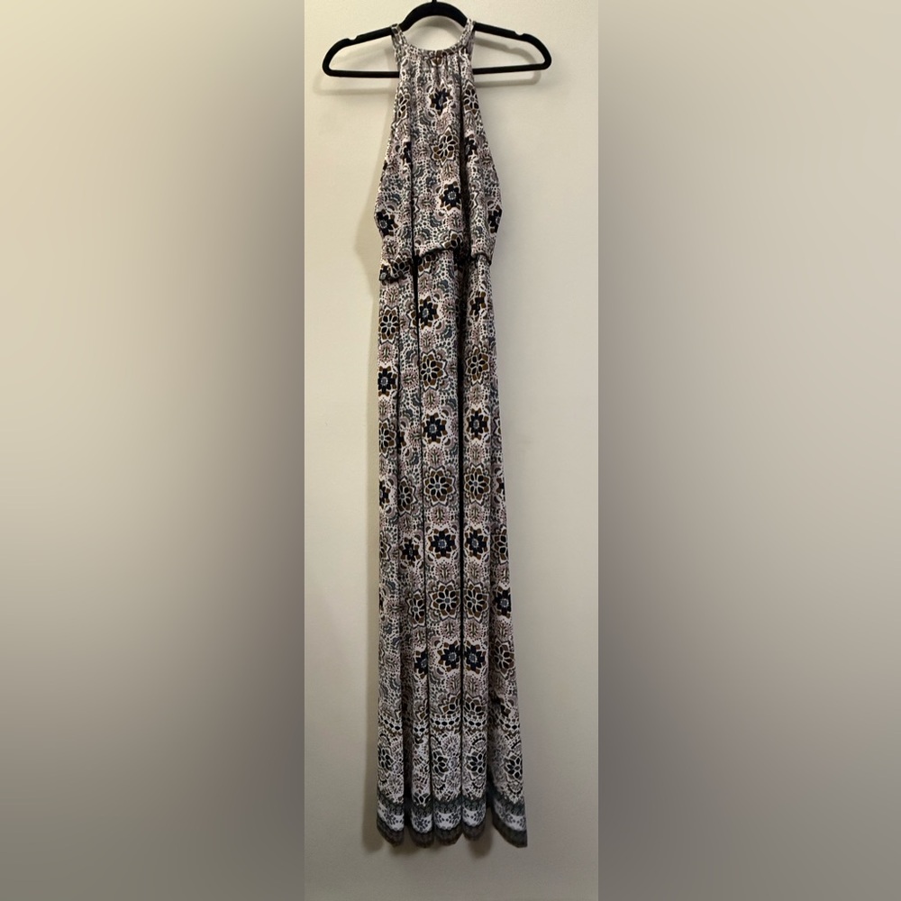 Artisan New York Boho Floral Halter Maxi Dress | Sleeveless Pockets‎ Blouson - S - Picture 6 of 10